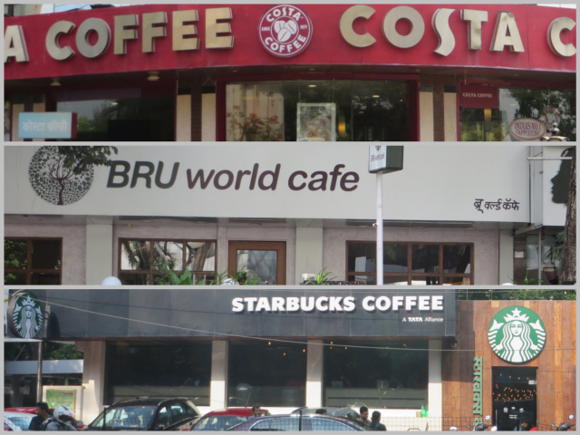 International & Local Coffee Houses – Starbucks, Bru World Cafe and Costa Coffee to name a few in Juhu